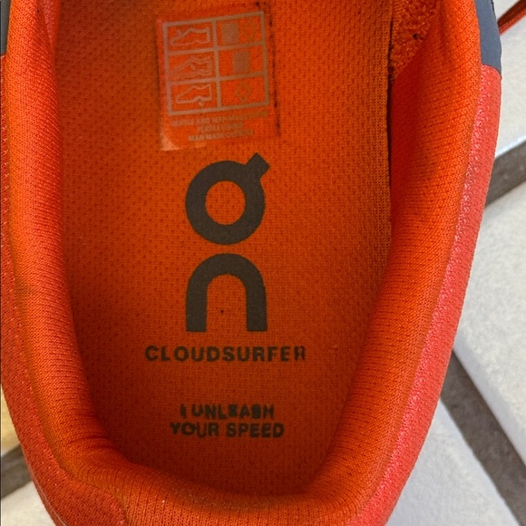 Men’s On Clouds Cloudsurfer Running Shoes Sneakers Orange Gray - Picture 7 of 9